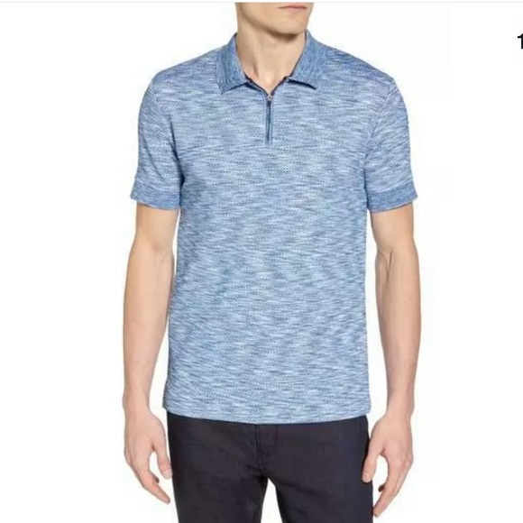 Vince Camuto Other - Vince Camuto Blue Short Sleeve Zip Up Polo Shirt